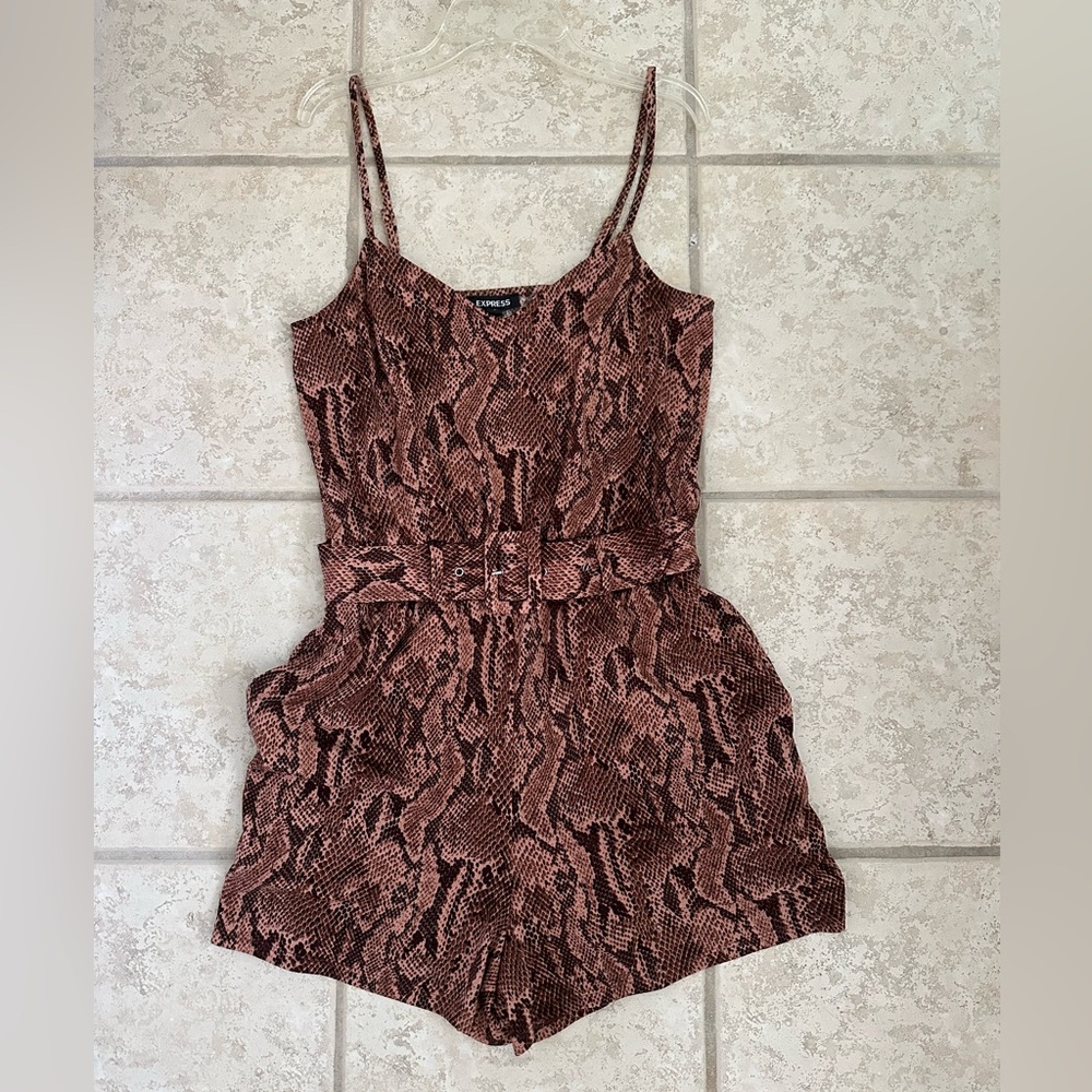 Express Brown & Black Snake Print Romper
